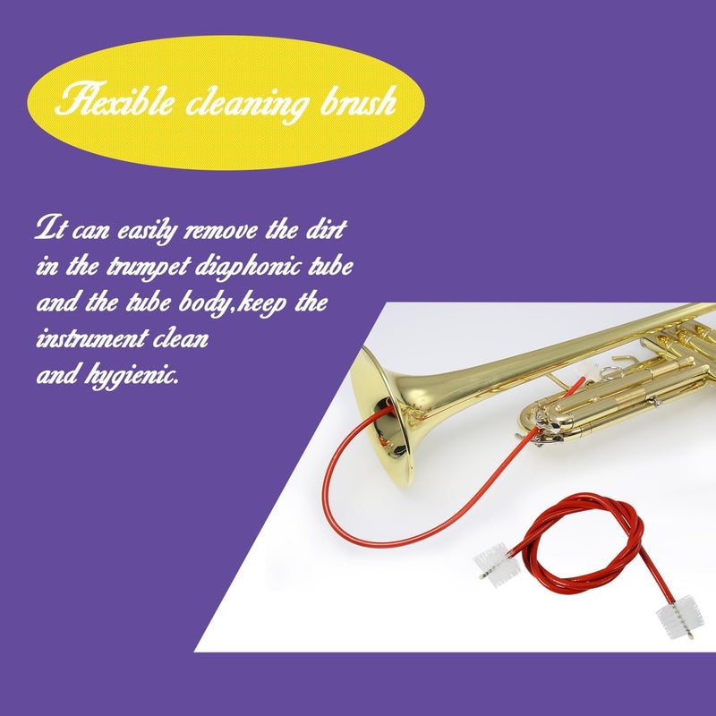 Danchet Trumpet Cleaning Kit - Trumpet (Short) Cleaning and Maintenance Kit - Multifunctional Trumpet Care Kit: Valve Oil x2, Cork Grease, Cleaning Cloth, Mouthpiece, Cleaning Brush, Gloves - Image 4